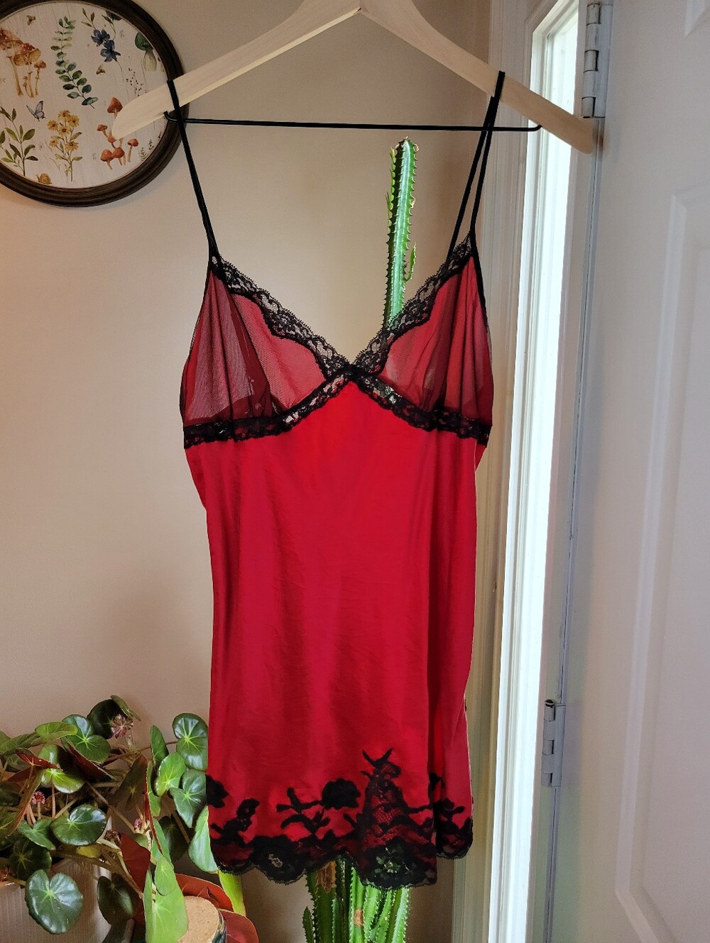 Vintage Victoria's Secret Silk Chemise Red Slip Dress, Size Womens Large